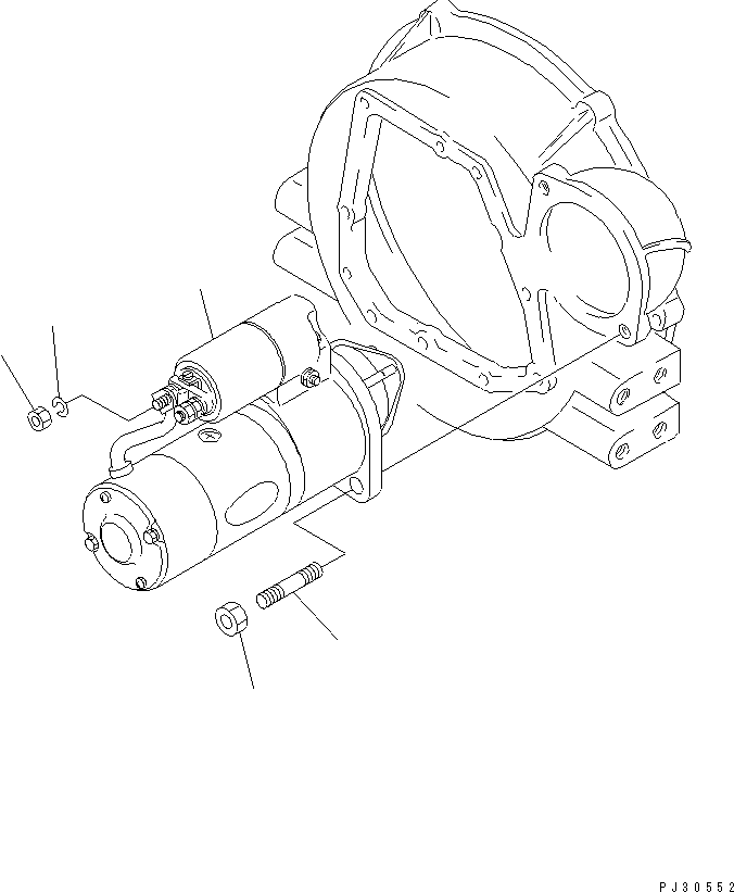 Komatsu parts book diagram for 3D84-1F S/N 13021-UP: STARTING MOTOR AND MOUNTING