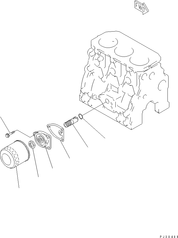 Komatsu parts book diagram for 3D84-2D S/N 00292-UP: LUBRICATING OIL FILTER AND MOUNTING(#03321-)