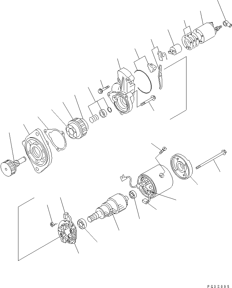 Komatsu parts book diagram for 3D84-2D S/N 00292-UP: STARTING MOTOR (1.8KW)(#03321-)