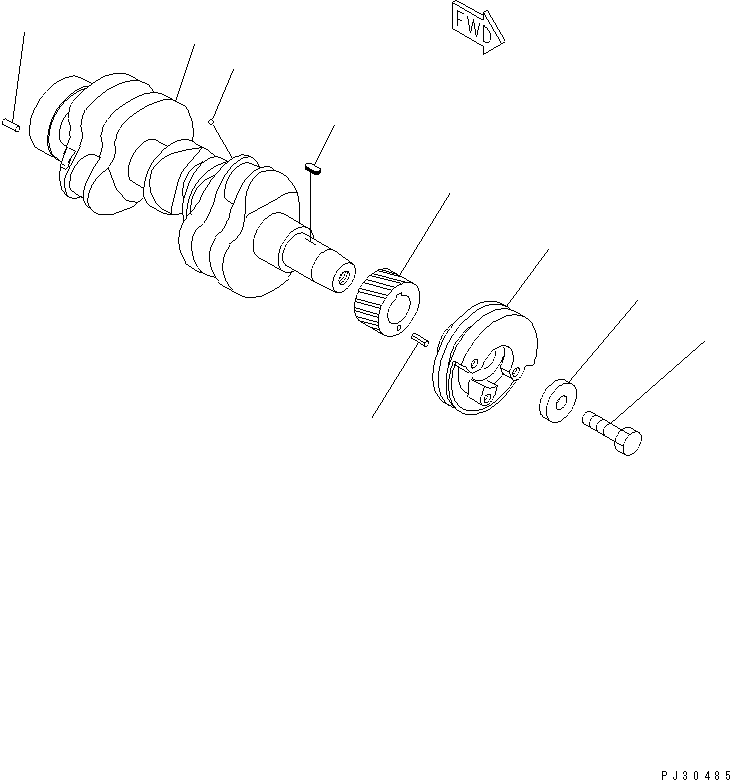 Komatsu parts book diagram for 3D84-2GA S/N 00292-UP: CRANKSHAFT(#18428-)