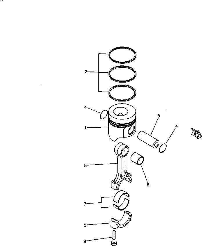 Komatsu parts book diagram for 3D84-2GA S/N 00292-UP: PISTON AND CONNECTING ROD(#03321-)