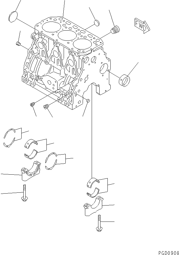 Engines Komatsu / 3D84E-3K S/N 05993-UP(3d84e-4r) / CYLINDER BLOCK(030100 : A2010-A0A1)