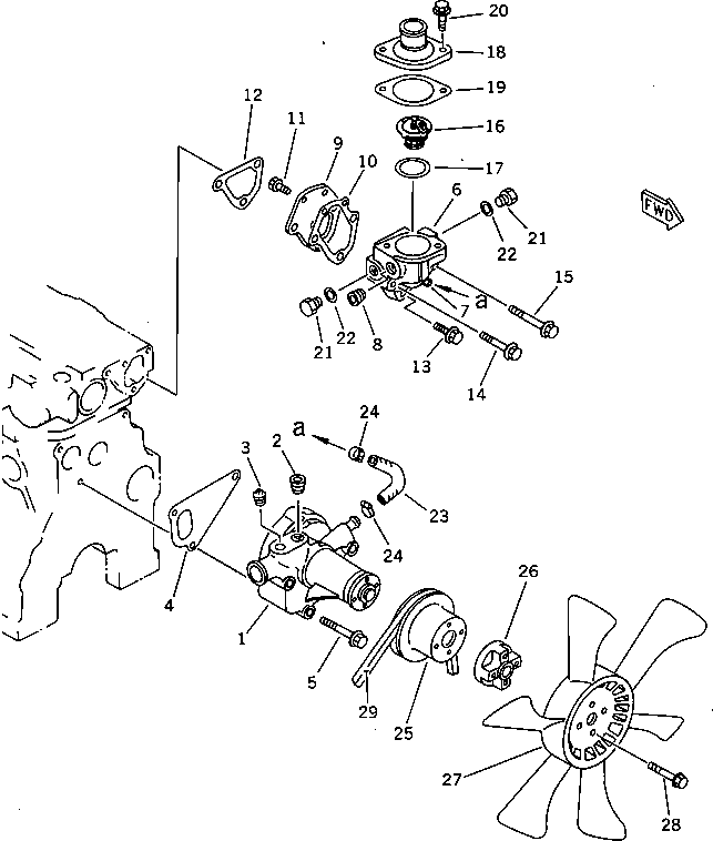 Engines Komatsu / 3D84E-3D S/N 3845-UP(3d84e-6r) / WATER PUMP AND COOLING FAN(#03304-)(150010 : 0502)