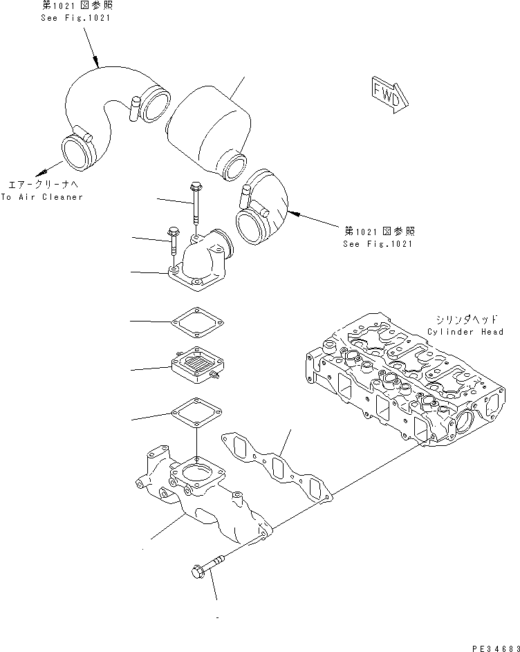 Engines Komatsu / 3D84E-3D S/N 3845-UP(3d84e-7c) / AIR INTAKE MANIFOLD(#03304-)(030040 : 0132)