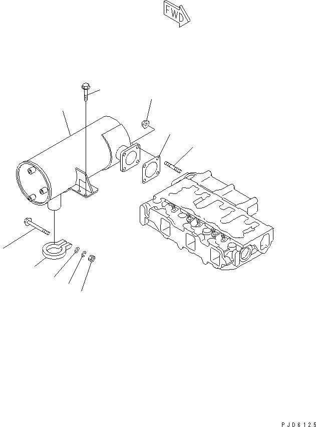 Engines Komatsu / 3D84E-3LN S/N 05993-UP(3d84e-8c) / MUFFLER AND MOUNTING(#39676-)(030080 : A1610-A0A8)