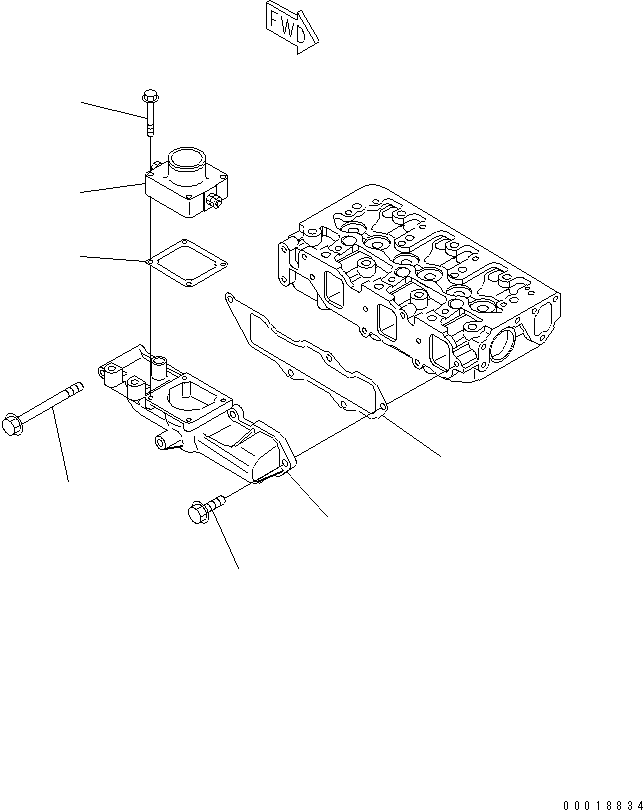Komatsu parts book diagram for 3D84E-5X-AB S/N 00101-UP: AIR INTAKE MANIFOLD AND CONNECTION(#01020-)