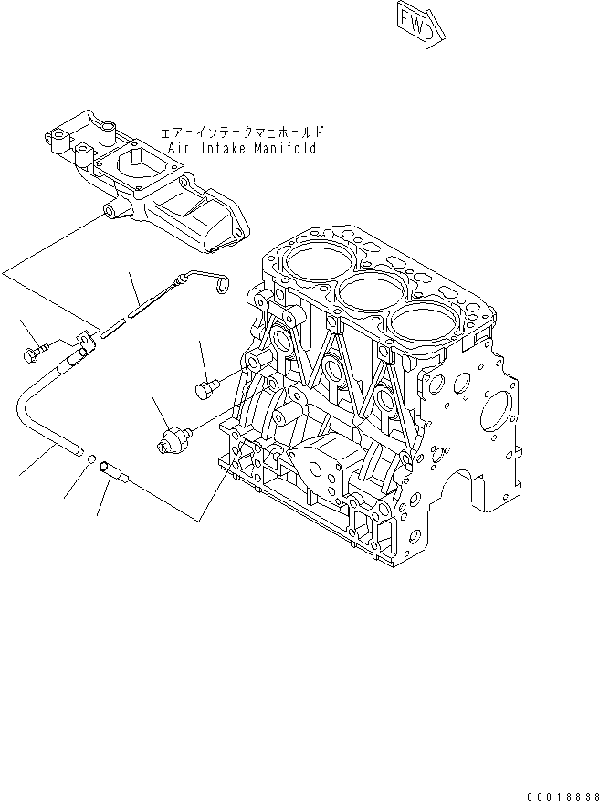 Komatsu parts book diagram for 3D84E-5X-AB S/N 00101-UP: CYLINDER BLOCK ACCSESSORY(#01020-)