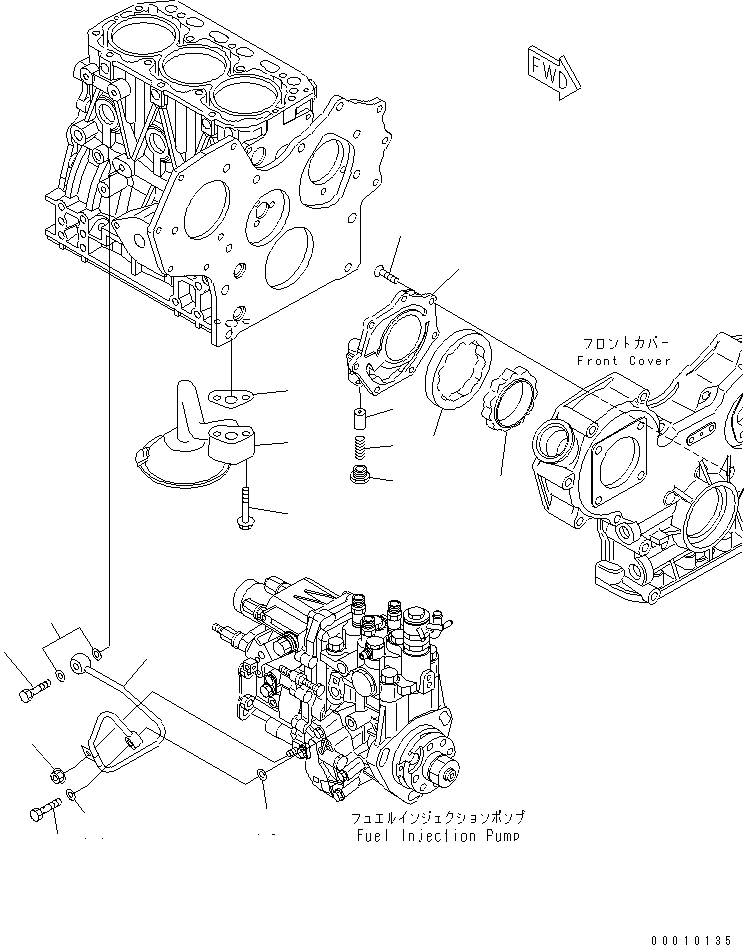 Komatsu parts book diagram for 3D84E-5X-AB S/N 00101-UP: LUBRICATING OIL PUMP(#01020-)