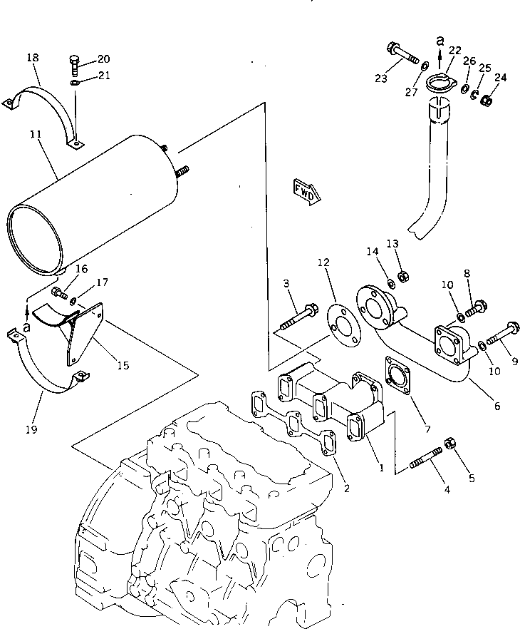 Engines Komatsu / 3D84N-2FA S/N 17493-UP(3d84n-2c) / EXHAUST MANIFOLD AND MUFFLER(030060 : 0151)
