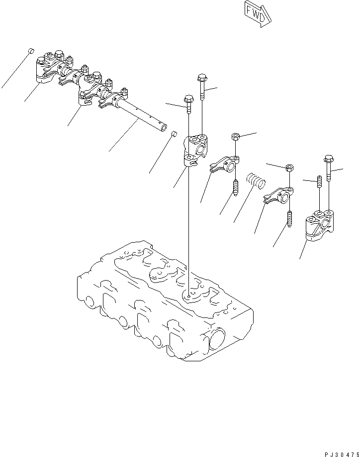 Komatsu parts book diagram for 3D84N-2AA S/N 3845-UP: ROCKER ARM