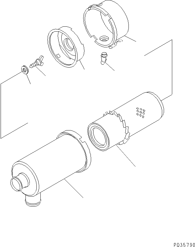 Komatsu parts book diagram for 3D84N-2AA S/N 3845-UP: AIR CLEANER