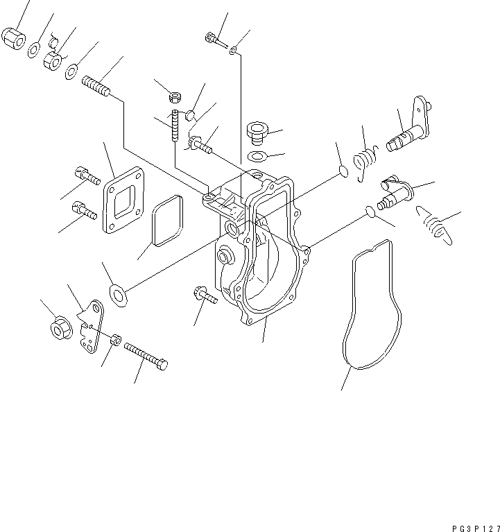 Komatsu parts book diagram for 3D84N-2AA S/N 3845-UP: FUEL INJECTION PUMP (GOVERNOR) (1/2)
