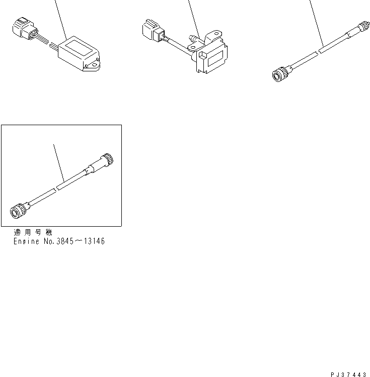 Komatsu parts book diagram for 3D84N-2AA S/N 3845-UP: TIMER ? RELAY AND CABLE