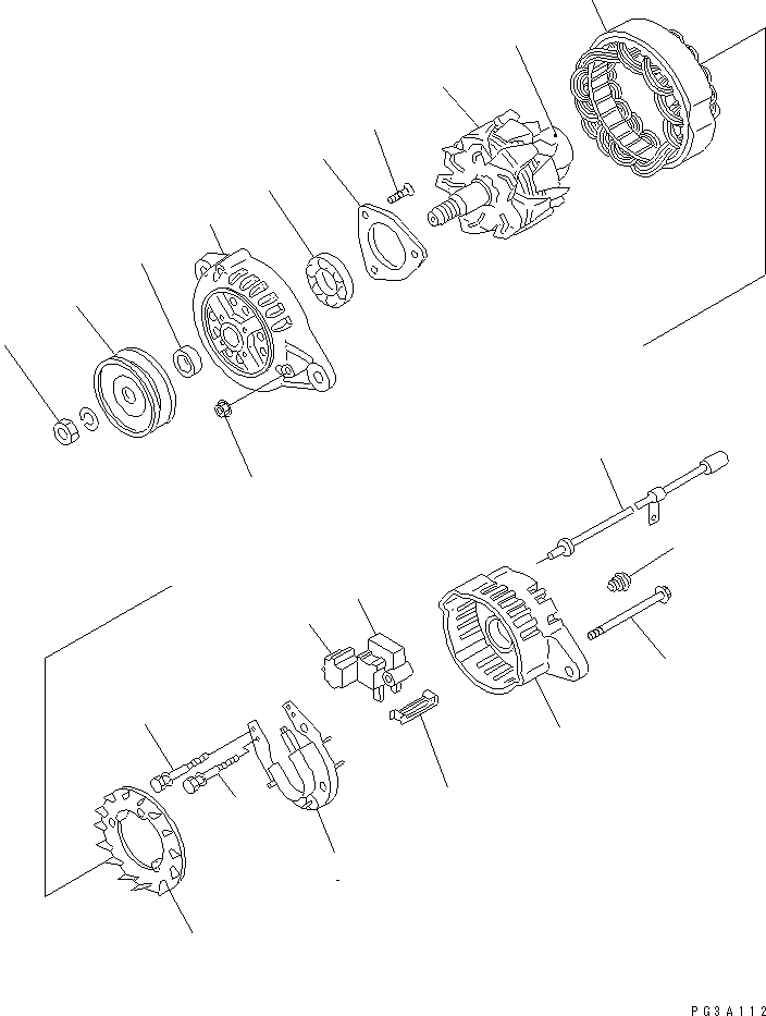 Komatsu parts book diagram for 3D84N-2AA S/N 3845-UP: ALTERNATOR (40A)