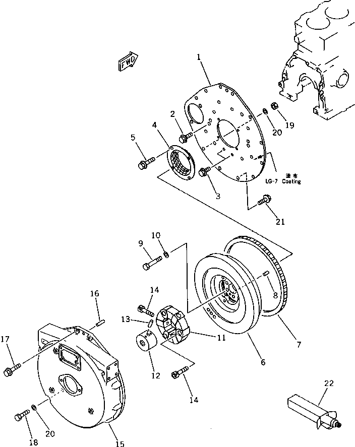 Engines Komatsu / 3D95S-W-1D S/N 12209-UP(3d95s-0r) / FLYWHEEL AND FLYWHEEL HOUSING(060060 : 0221)