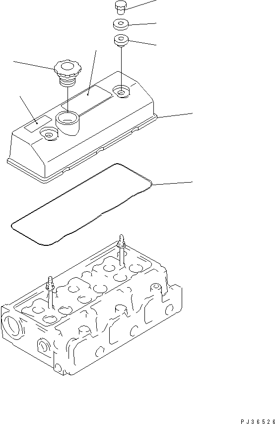 Komatsu parts book diagram for 3D95S-W-1B S/N 10001-UP: CYLINDER HEAD COVER
