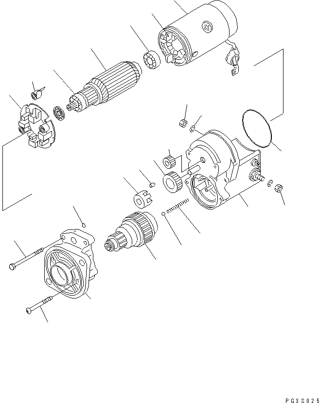 Komatsu parts book diagram for 3D95S-W-1B S/N 10001-UP: STARTING MOTOR