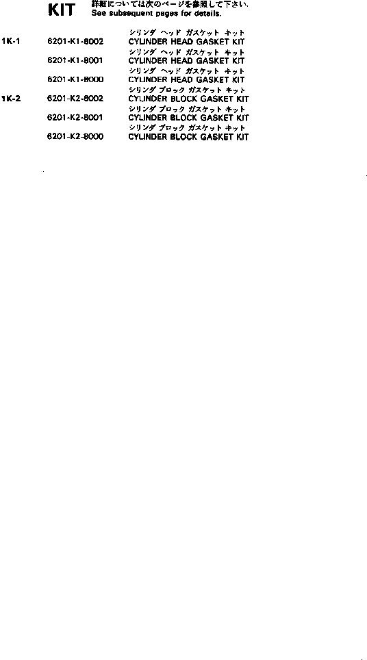 Engines Komatsu / 3D95S-W-1B S/N 10001-UP(3d95s-2c) / GASKET KIT(210010 : 0991)