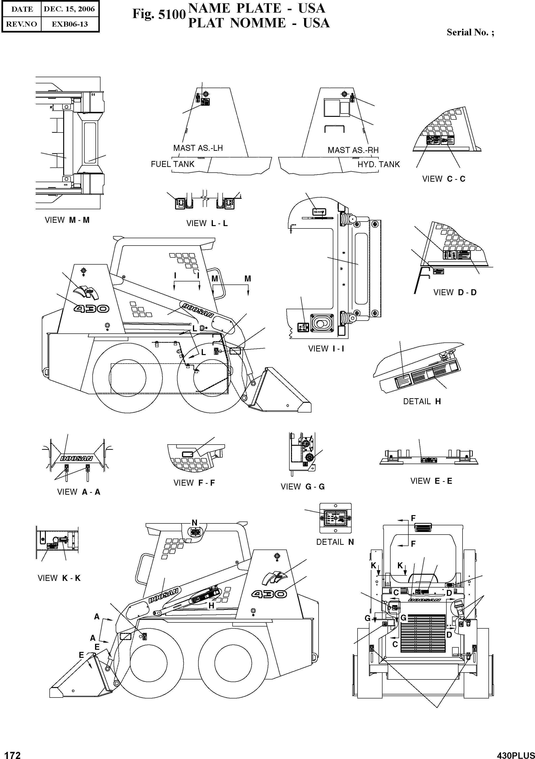 Other: DOOSAN-DAEWOO / 430 PLUS(430PLUS) / NAME PLATE - USA(5100 : 5100)