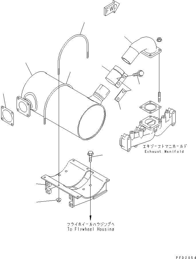 Engines Komatsu / 4D102E-1C S/N 26200282-UP(4d102e0r) / MUFFLER (SIDE EXHAUST TYPE)(#26202310-26258279)(030170 : A1610-01A2)