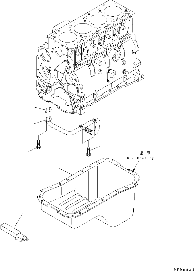 Engines Komatsu / 4D102E-1C S/N 26200282-UP(4d102e0r) / OIL PAN AND SUCTION TUBE(#26202310-)(030350 : A2119-01A1)