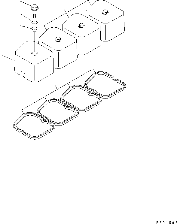 Komatsu parts book diagram for 4D102E-1C-US S/N 26200282-UP: HEAD COVER (WITHOUT OIL FILLER CAP)(#26200974-)