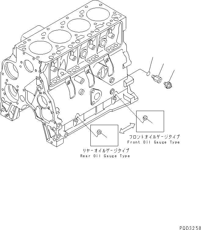 Komatsu parts book diagram for 4D102E-1C-US S/N 26200282-UP: OIL PRESSURE SWITCH(#26224158-)