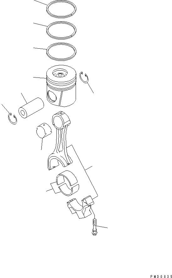 Komatsu parts book diagram for 4D102E-1C-US S/N 26200282-UP: PISTON