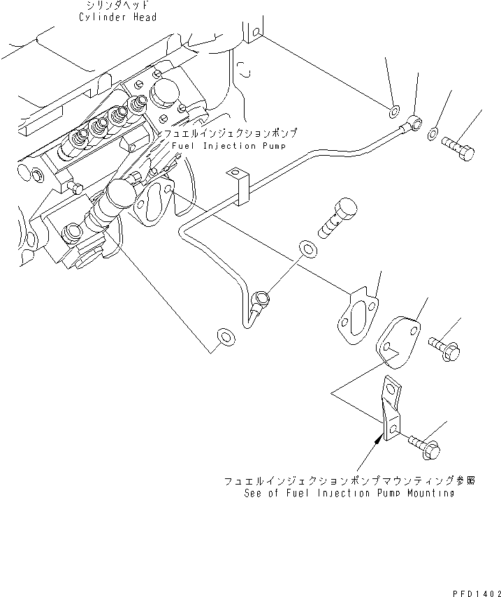 Komatsu parts book diagram for 4D102E-1C-US S/N 26200282-UP: FUEL SYSTEM ACCESSORIES