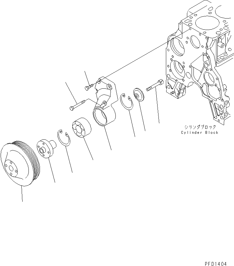 Komatsu parts book diagram for 4D102E-1C-US S/N 26200282-UP: FAN DRIVE PULLEY