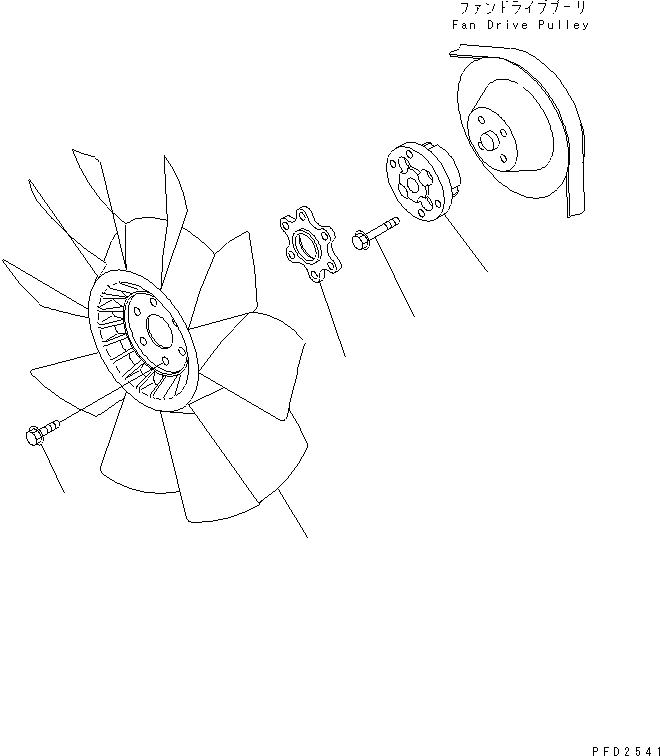 Komatsu parts book diagram for 4D102E-1C-US S/N 26200282-UP: COOLING FAN(#26202310-26222713)
