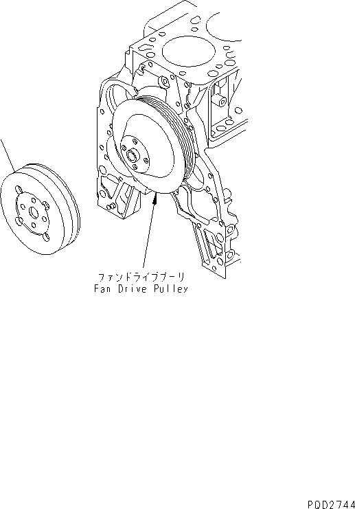 Komatsu parts book diagram for 4D102E-1C-US S/N 26200282-UP: FAN PULLEY(#26219990-26222778)
