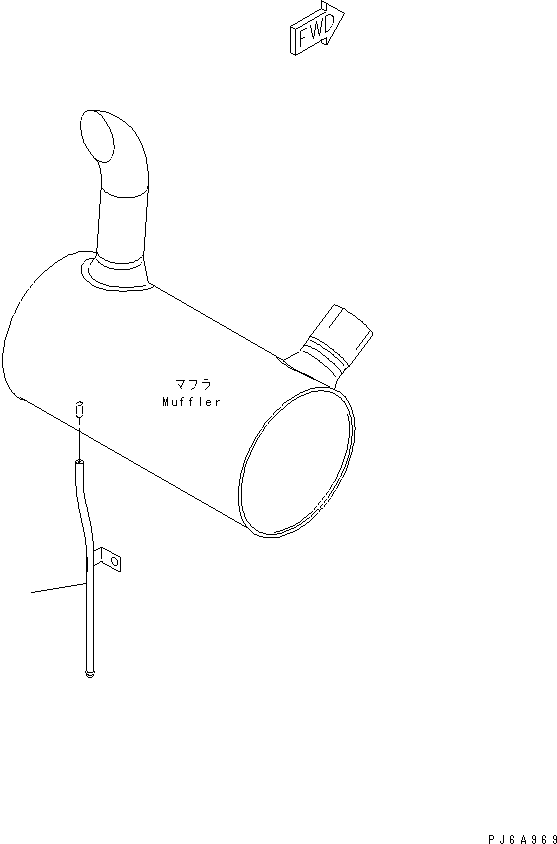 Komatsu parts book diagram for 4D102E-1C-US S/N 26200282-UP: MUFFLER DRAIN TUBE (ORDERING TRANSFERDED PARTS)(#26254032-)