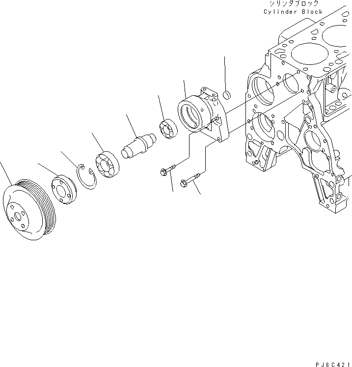 Komatsu parts book diagram for 4D102E-1A S/N 26200282-UP: FAN DRIVE PULLEY (STOCKBREEDING SPEC.)(#26279579-)