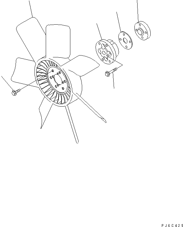 Komatsu parts book diagram for 4D102E-1A S/N 26200282-UP: COOLING FAN (STOCKBREEDING SPEC.)(#26279579-)