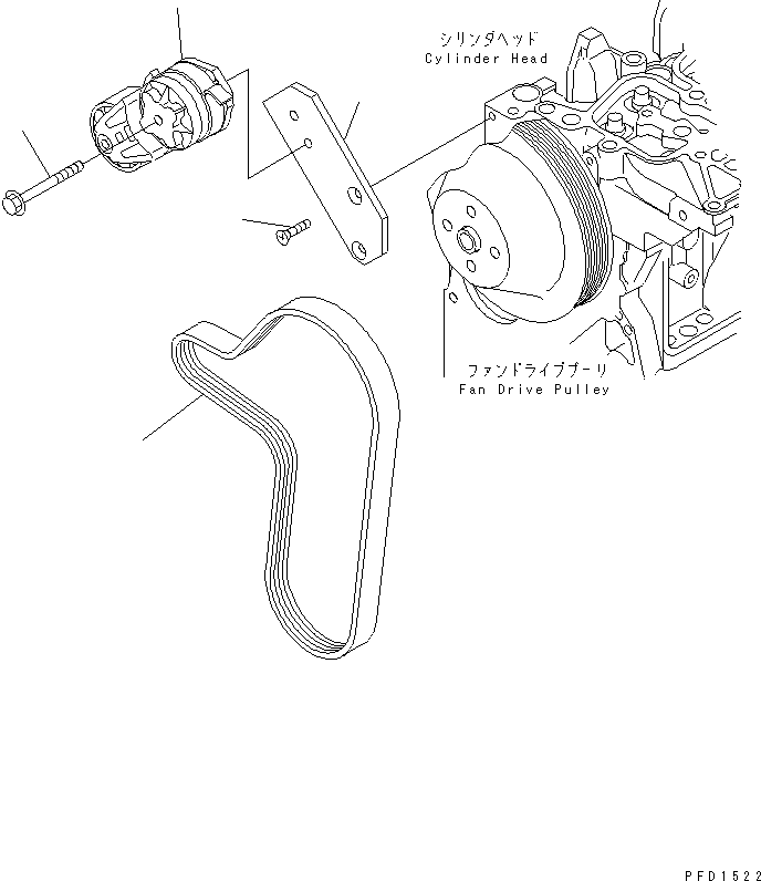 Komatsu parts book diagram for 4D102E-1A S/N 26200282-UP: BELT TENSIONER (FOR 35A AND 50A ALTERNATOR)(#26200974-)