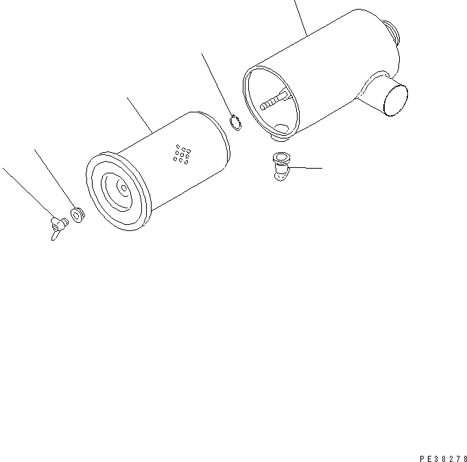 Engines Komatsu / 4D102E-1C-1C S/N 26200163-UP(4d102e3c) / AIR CLEANER (SINGLE ELEMENT TYPE) (FORWARDED INDIVIDUALLY PARTS)(#26217735-)(030120 : A1410-01A2)