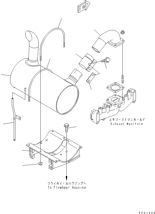 Engines Komatsu / 4D102E-1C-1C S/N 26200163-UP(4d102e3c) / MUFFLER (UPPER EXHAUST TYPE)(#26200282-26258279)(030160 : A1610-01B3)