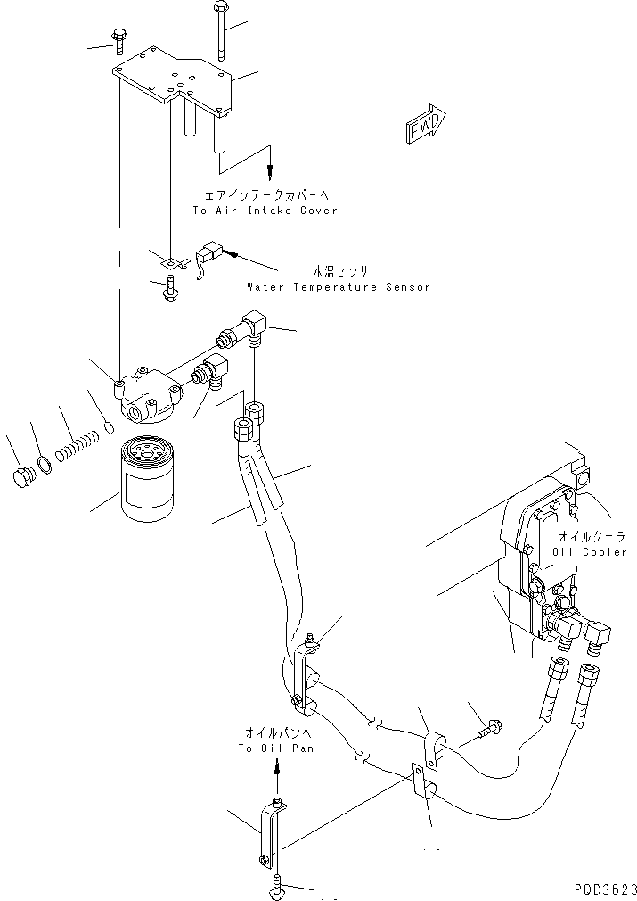 Engines Komatsu / 4D102E-1C-1C S/N 26200163-UP(4d102e3c) / OIL FILTER AND PIPING(#26217735-26219989)(030510 : A3110-01A1)