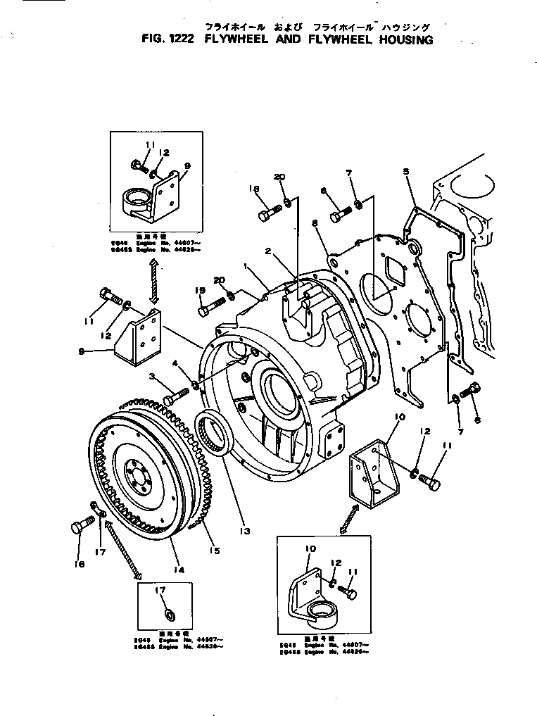 Engines Komatsu / 4D105-3H S/N 44607-UP(4d105-bc) / FLYWHEEL AND FLYWHEEL HOUSING(060040 : 1222)