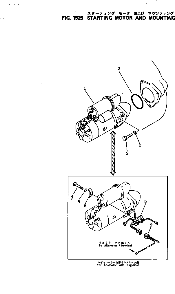 Engines Komatsu / 4D105-3H S/N 44607-UP(4d105-bc) / STARTING MOTOR AND MOUNTING(150040 : 1525)