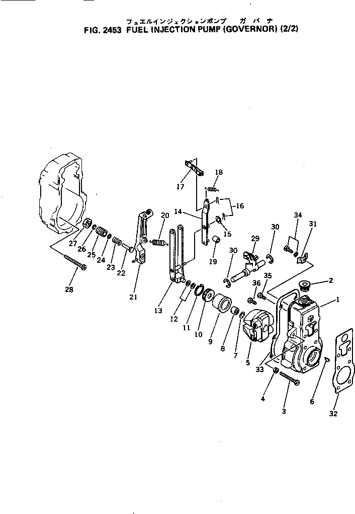 Komatsu parts book diagram for 4D105-5J S/N 102876-UP: FUEL INJECTION PUMP (GOVERNOR) (2/2)