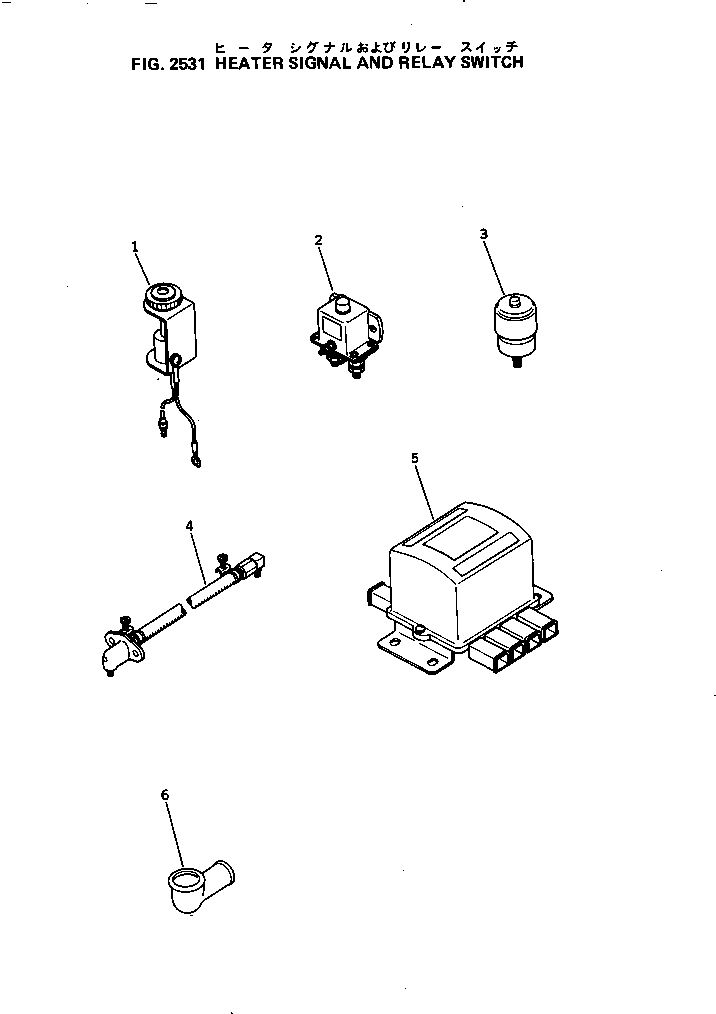 Komatsu parts book diagram for 4D105-5J S/N 102876-UP: HEATER SIGNAL AND RELAY SWITCH