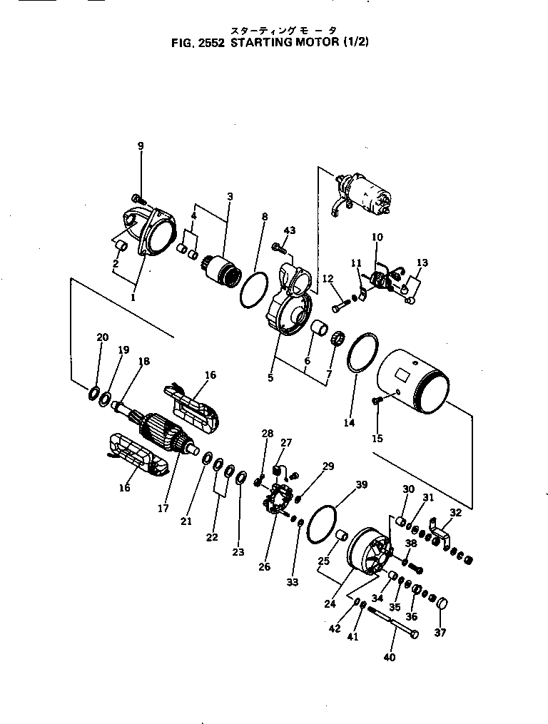 Komatsu parts book diagram for 4D105-5J S/N 102876-UP: STARTING MOTOR (1/2)