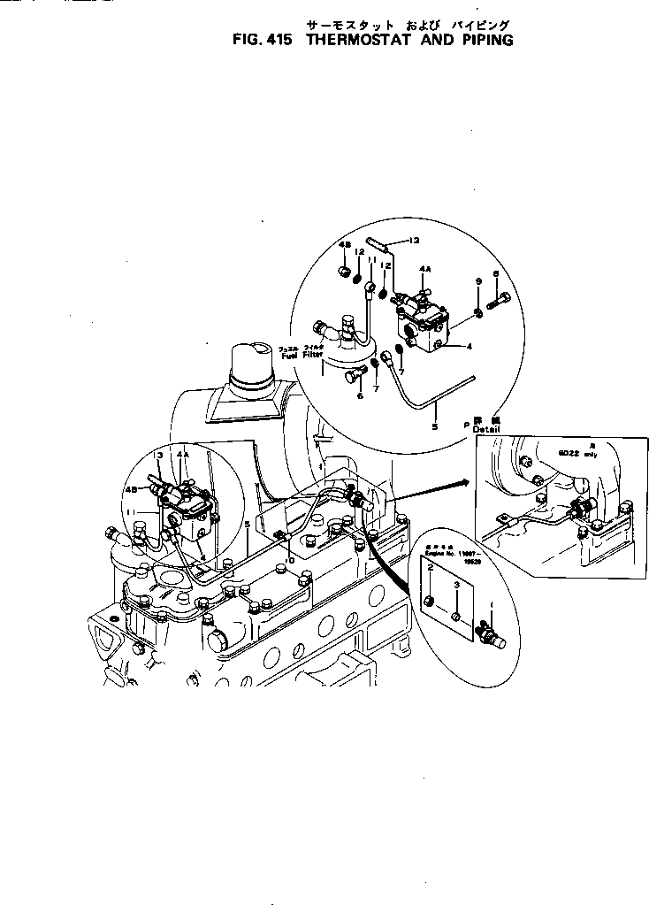 Engines Komatsu / 4D105-2J S/N 30083-UP(4d105-ir) / THERMOSTAT AND PIPING(120040 : 415)
