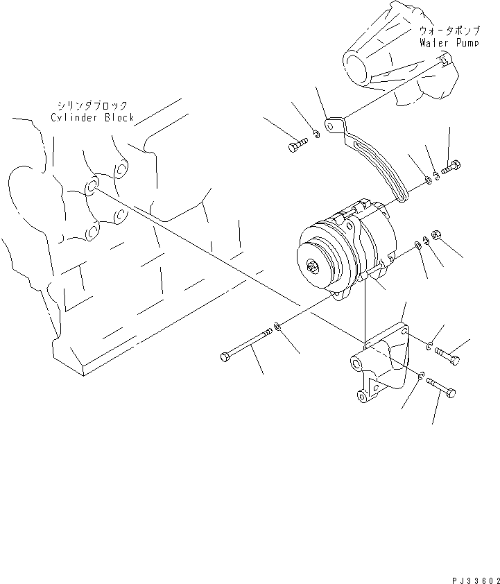 Engines Komatsu / 4D105-5T S/N 106581-UP(4d105-jc) / ALTERNATOR AND MOUNTING (25A) (ALTERNATOR WITH NON HARDENING     PULLEY)(180010 : 0601)