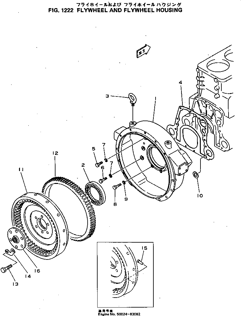 Engines Komatsu / 4D120-11G S/N 50024-UP(4d120-0c) / FLYWHEEL AND FLYWHEEL HOUSING(060040 : 1222)