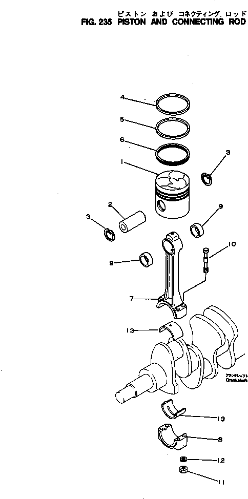 Engines Komatsu / 4D130-1E S/N 10544-UP(4d130-4r) / PISTON AND CONNECTING ROD(#10584-)(060070 : 235)