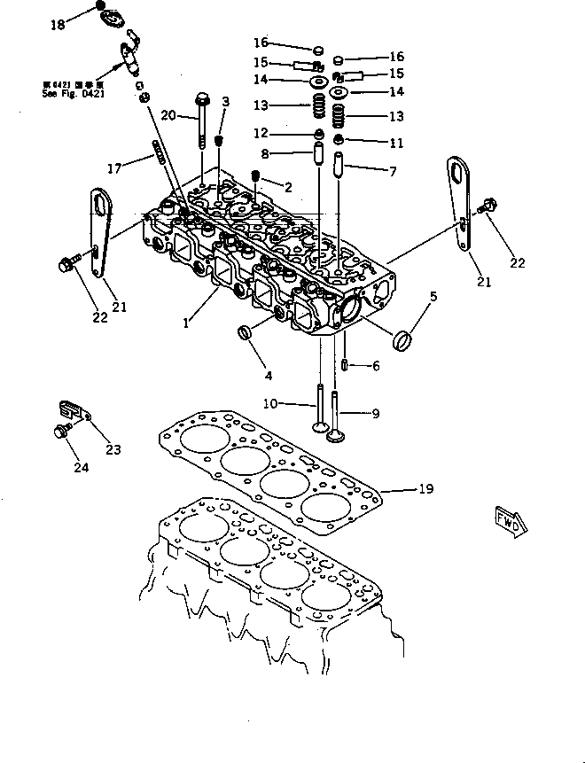Komatsu parts book diagram for 4D84-2A S/N 00000-UP: CYLINDER HEAD(#00101-)