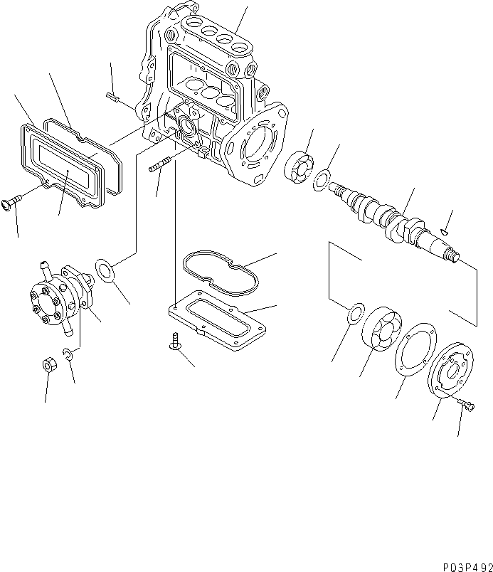 Komatsu parts book diagram for 4D84-2A S/N 00000-UP: FUEL INJECTION PUMP (PUMP) (1/2)(#00101-)
